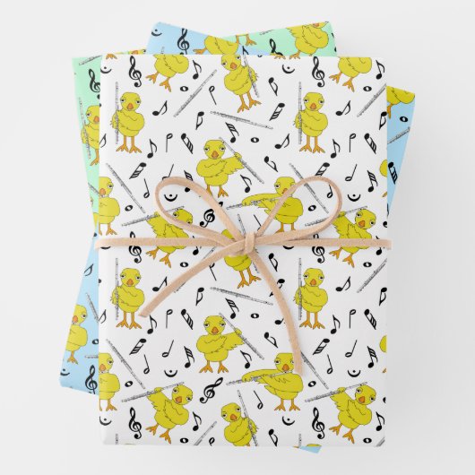 Flute Chick Flutes Wrapping Paper Sheets (In situ)