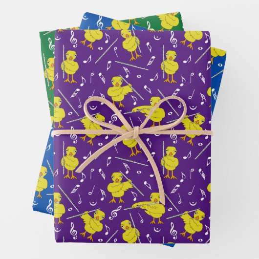 Flute Chick Flutes Wrapping Paper Sheets (In situ)