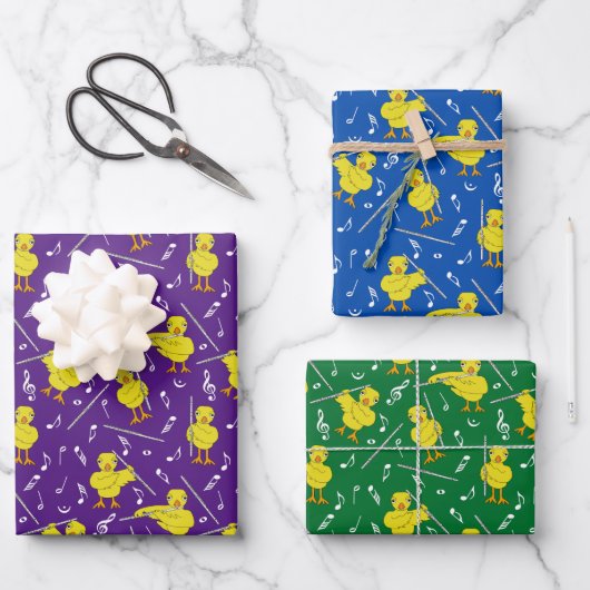 Flute Chick Flutes Wrapping Paper Sheets (Voorkant)