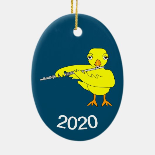 Flute Chick Keramisch Ornament (Achterkant)