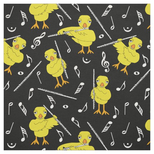 Flute Chick Muzieknoten Stof (Swatch)