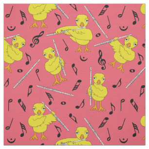 Flute Chick Muzieknoten Stof