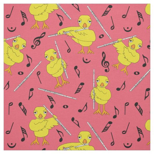 Flute Chick Muzieknoten Stof (Swatch)