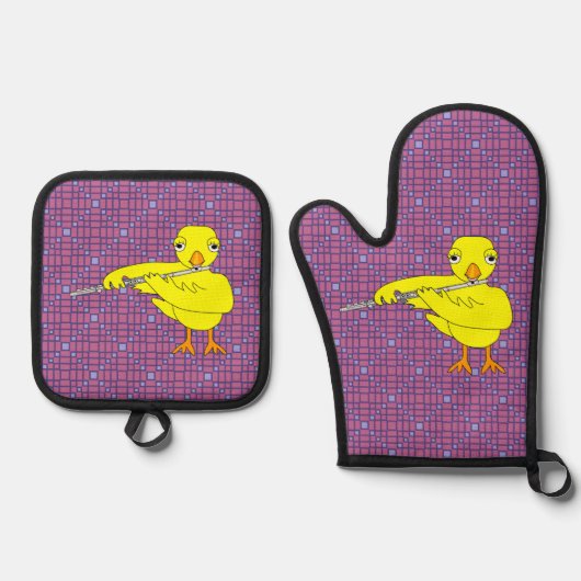 Flute Chick Ovenwant & Pannenlap Set (Voorkant)