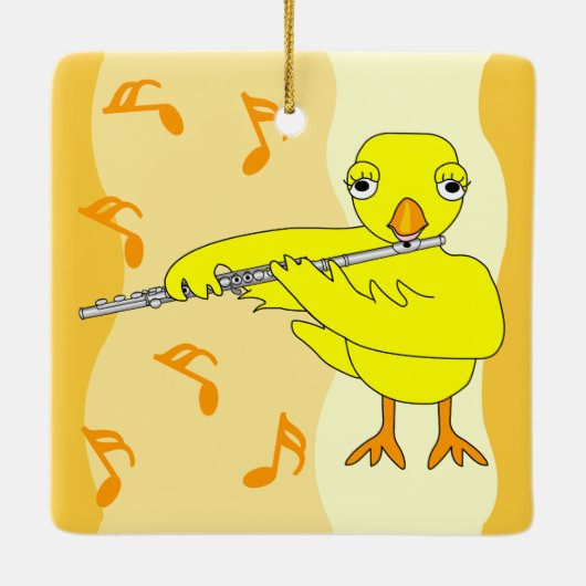 Flute Chick Pattern Keramisch Ornament (Achterkant)