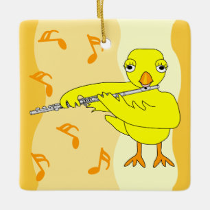 Flute Chick Pattern Keramisch Ornament