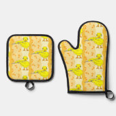 Flute Chick Pattern Ovenwant & Pannenlap Set (Voorkant)