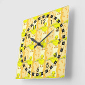 Flute Chick Pattern Vierkante Klok (Hoek)