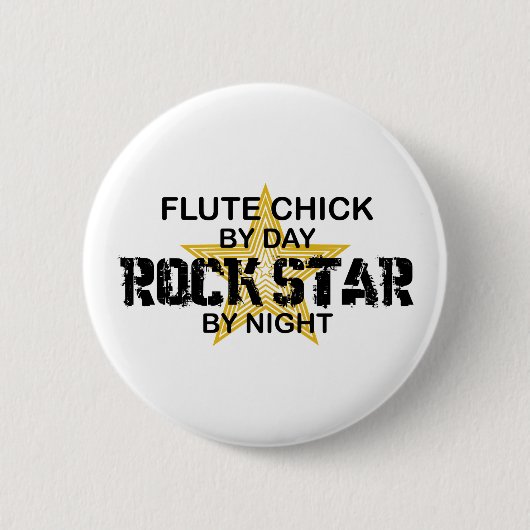 Flute Chick Rock Star van Night Ronde Button 5,7 Cm (Voorkant)