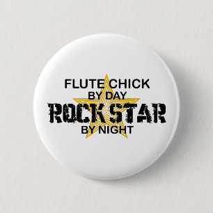 Flute Chick Rock Star van Night Ronde Button 5,7 Cm