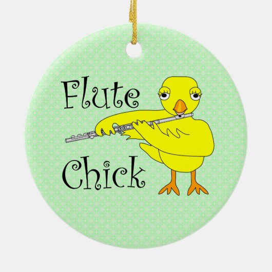 Flute Chick-tekst Keramisch Ornament (Achterkant)