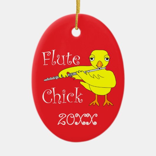 Flute Chick-tekst Keramisch Ornament (Voorkant)