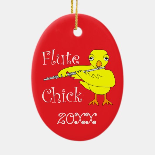 Flute Chick-tekst Keramisch Ornament (Achterkant)