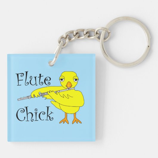 Flute Chick-tekst Sleutelhanger (Achterkant)