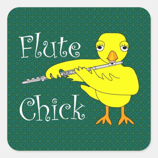 Flute Chick-tekst Vierkante Sticker (Voorkant)