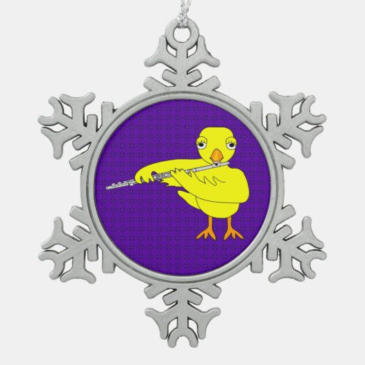 Flute Chick Tin Sneeuwvlok Ornament (Voorkant)
