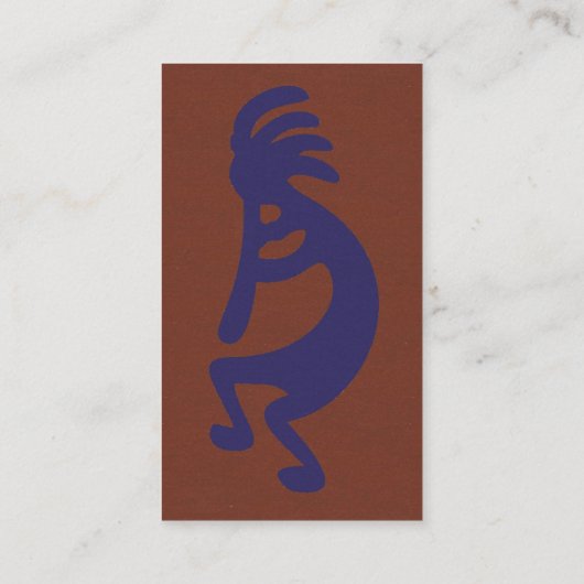 Flute die Kokopelli Cijfer afspeelt - Blauw op Roo Visitekaartje (Achterkant)