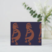 Flute die Kokopelli Cijfer afspeelt - Blauw op Rus Briefkaart (Staand voorkant)