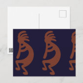 Flute die Kokopelli Cijfer afspeelt - Blauw op Rus Briefkaart (Voorkant / Achterkant)