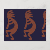 Flute die Kokopelli Cijfer afspeelt - Blauw op Rus Briefkaart (Voorkant)