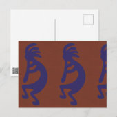 Flute die Kokopelli Cijfer afspeelt - Blauw op Rus Briefkaart (Voorkant / Achterkant)