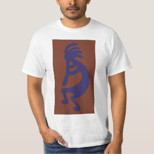 Flute die Kokopelli Cijfer afspeelt - Blauw op Rus T-shirt