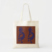 Flute die Kokopelli Cijfer afspeelt - Blauw op Rus Tote Bag (Voorkant)
