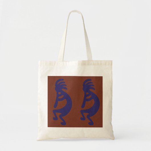 Flute die Kokopelli Cijfer afspeelt - Blauw op Rus Tote Bag (Voorkant)