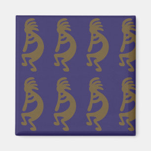 Flute die Kokopelli Cijfer afspeelt - Groen op Bla Magneet