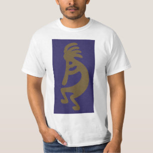 Flute die Kokopelli Cijfer afspeelt - Groen op Bla T-shirt