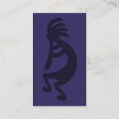 Flute die Kokopelli Cijfer afspeelt - Zwart op Bla Visitekaartje (Achterkant)