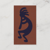 Flute die Kokopelli Cijfer afspeelt - Zwart op roo Visitekaartje (Achterkant)