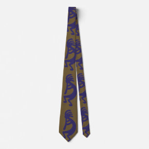 Flute die Kokopelli Cijfer speelt - Blauw op Groen Stropdas