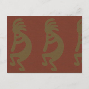 Flute die Kokopelli Cijfer speelt, Groen op Rust R Briefkaart