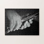 Flute die zwart-wit wordt afgespeeld door zigeuner legpuzzel (Horizontaal)