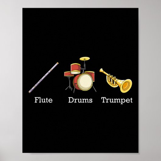 Flute Drums Trompet Band Instrumenten Subtiele Ant Poster (Voorkant)