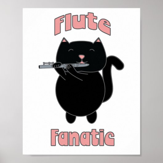 Flute Fanatic Black Cat Poster (Voorkant)