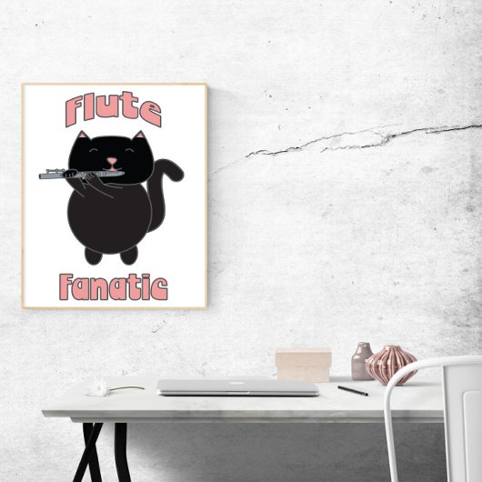 Flute Fanatic Black Cat Poster