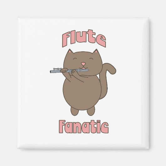 Flute Fanatic Cat Funny Magneet (Voorkant)