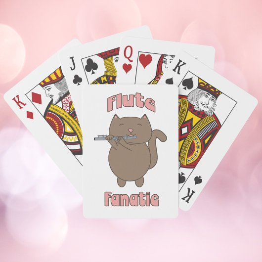 Flute Fanatic Cat Pink Schattige Pokerkaarten