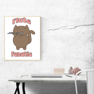 Flute Fanatic Cat Schattige Poster
