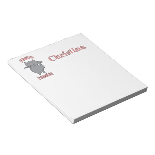 Flute Fanatic Gray Cat Personalize Notitieblok (Schuin)