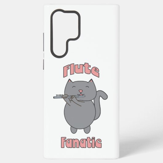 Flute Fanatic Gray Cat Pink Letters Samsung Galaxy Hoesje (Achterkant)