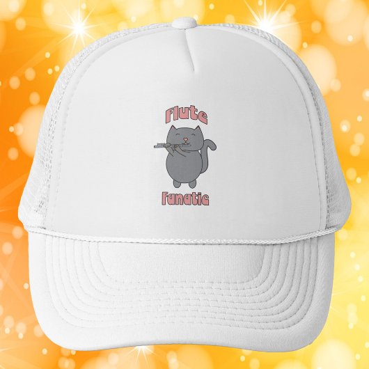 Flute Fanatic Gray Cat Pink Trucker Pet