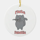 Flute Fanatic Musical Gray Cat Pink Keramisch Ornament (Voorkant)
