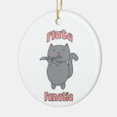 Flute Fanatic Musical Gray Cat Pink Keramisch Ornament (Links)