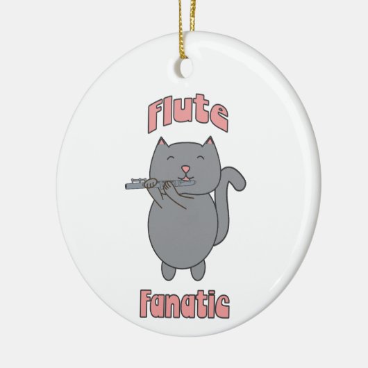 Flute Fanatic Musical Gray Cat Pink Keramisch Ornament (Links)