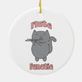 Flute Fanatic Musical Gray Cat Pink Keramisch Ornament (Achterkant)
