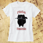 Flute Fanatic Pink Black Cat T-shirt