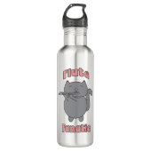 Flute Fanatic Pink Gray Cat Waterfles (Voorkant)